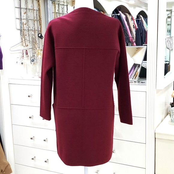 Rebecca Elliot cardigan sweater women's small burgundy long open front - Picture 3 of 8